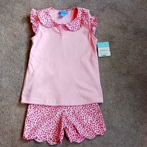 NWT Anavini Girl's Fruit Print Short Set size 8, Pink